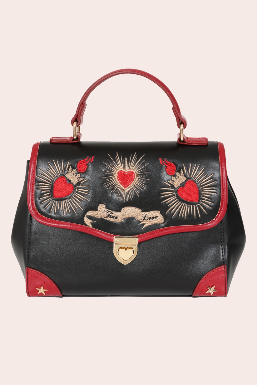 Banned Retro - True Love handtas in zwart