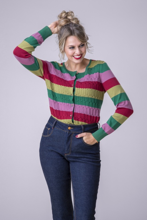 Blutsgeschwister - Gilet en maille Save The Brave Candy en Little Party Stripe 