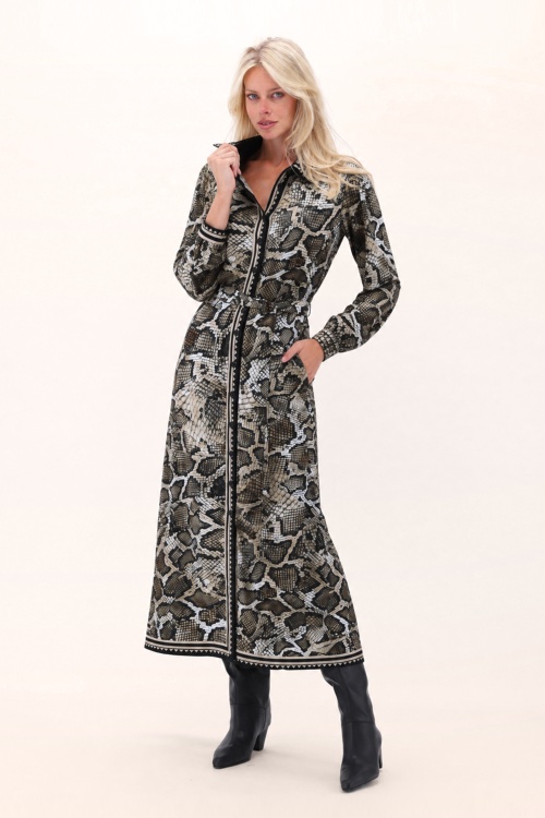 K-Design - Hiss and Tell Snake Print Maxi Dress in Beige