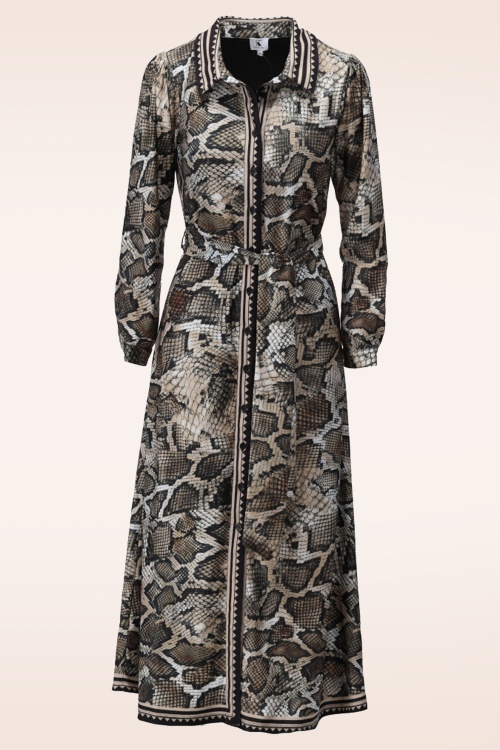 K-Design - Hiss and Tell Snake Print Maxi Dress in Beige 2
