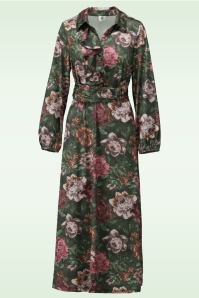 K-Design - Vintage Rose Garden Maxi Dress in Dark Sage 2