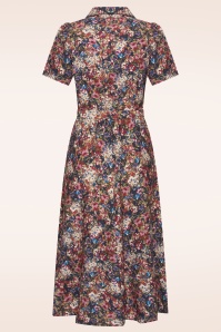 Very Cherry - Revers Fleurs Midi Dress in Marine 2