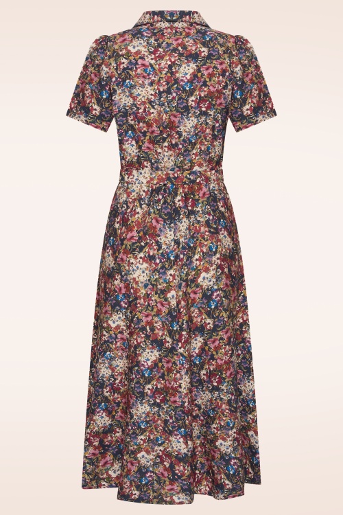Very Cherry - Revers Fleurs Midi Dress in Marine 2