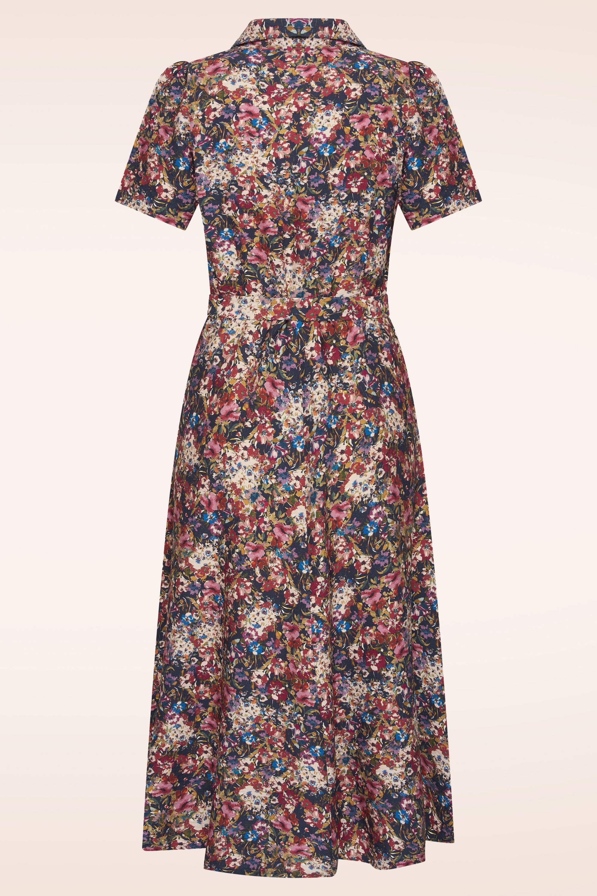 Very Cherry - Revers Fleurs Midi Dress in Marine 2