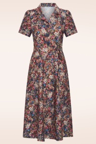 Very Cherry - Revers Fleurs Midi Dress in Marine