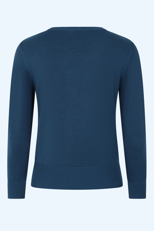 Banned Retro - Bella Bow Top in Teal Blue 2