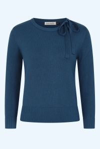 Banned Retro - Bella Bow Top in Teal Blue