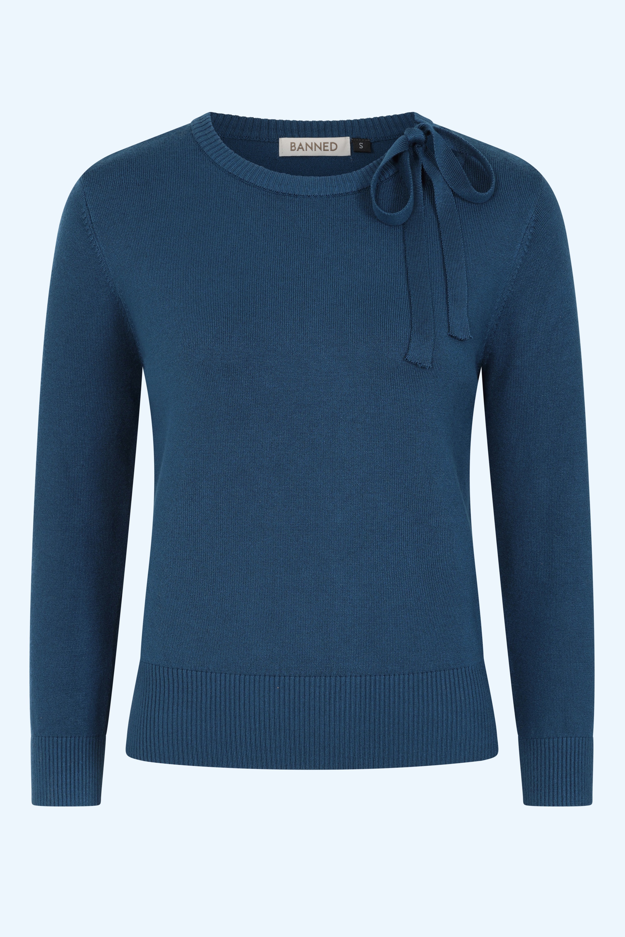 Banned Retro - Bella Bow Top in Teal Blue