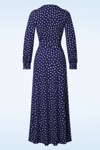 Topvintage Boutique Collection - Topvintage exclusive ~ Carina Polkadot Maxi Wrap Dress in Blue and White  5