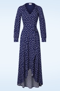 Topvintage Boutique Collection - Topvintage exclusive ~ Carina Polkadot Maxi Wrap Dress in Blue and White  2