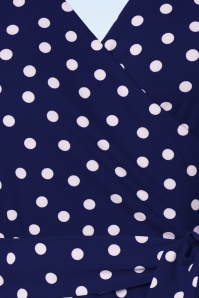 Topvintage Boutique Collection - Topvintage exclusive ~ Carina Polkadot Maxi Wrap Dress in Blue and White  4