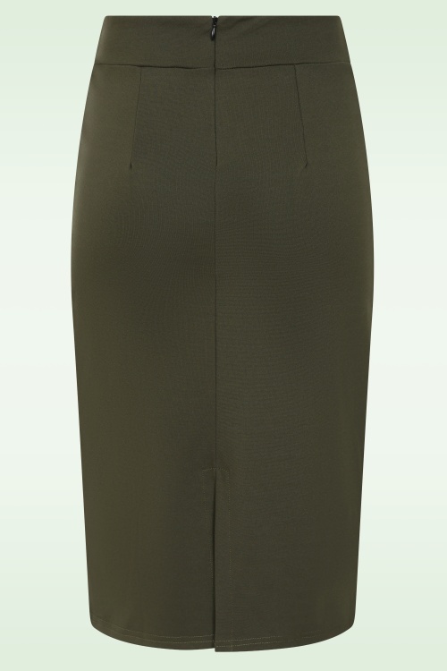 Vintage Chic for Topvintage - Topvintage exclusive ~ Loreen Pencil Skirt in Khaki Green 3