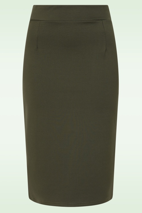 Vintage Chic for Topvintage - Topvintage exclusive ~ Loreen Pencil Skirt in Khaki Green