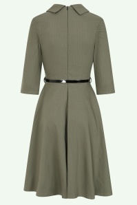 Vintage Chic for Topvintage - Exklusiv bei Topvintage ~ Arinde Pinstipe Swing Kleid in Olivgrün 3