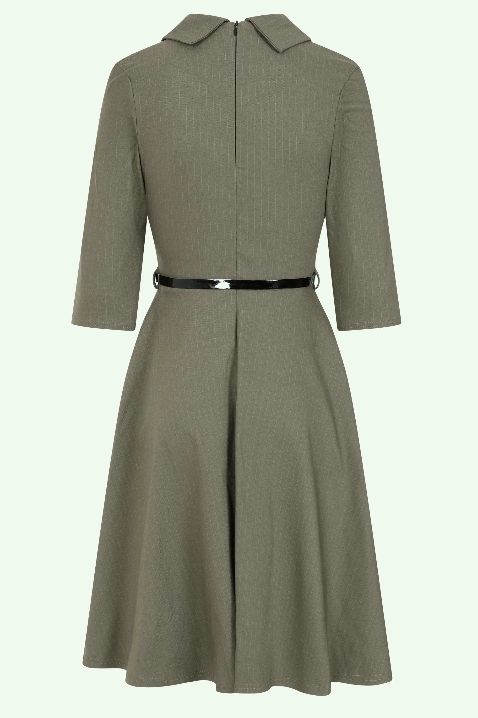 Vintage Chic for Topvintage - Exklusiv bei Topvintage ~ Arinde Pinstipe Swing Kleid in Olivgrün 3