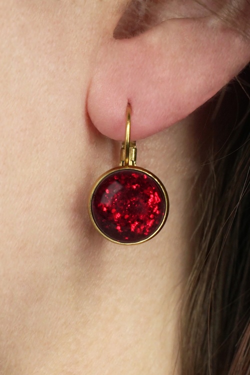 Urban Hippies - Boucles d'Oreilles Plaquées Or Dot Années 60 en Bleu Máxima