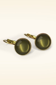 Urban Hippies - Boucles d'oreilles plaquées or Dot en vert herbacé 2