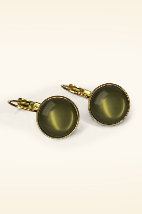 Urban Hippies - Boucles d'oreilles plaquées or Dot en vert herbacé 2