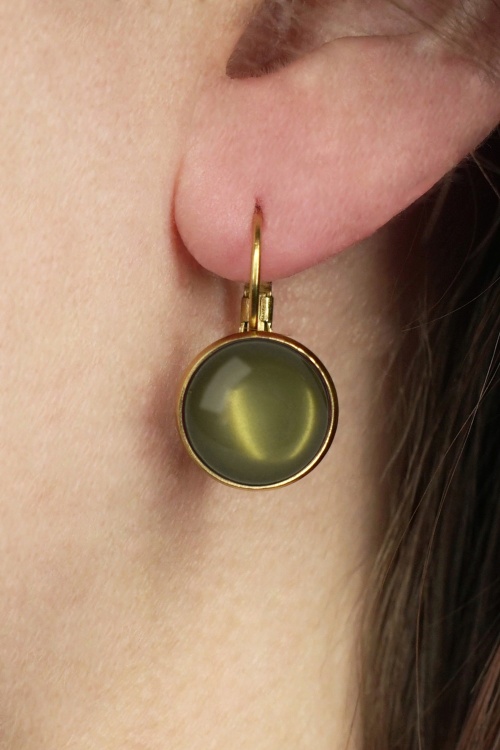 Urban Hippies - Boucles d'Oreilles Plaquées Or Dot Années 60 en Bleu Máxima