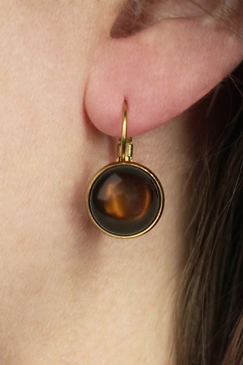 Urban Hippies - Boucles d'Oreilles Plaquées Or Dot Années 60 en Bleu Máxima