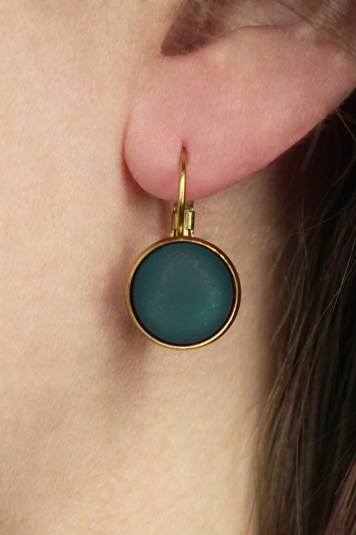 Urban Hippies - Boucles d'Oreilles Plaquées Or Dot Années 60 en Bleu Máxima