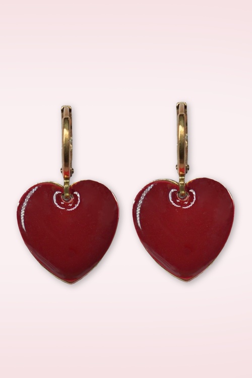 Urban Hippies - Heart Earrings in granaatrood 2