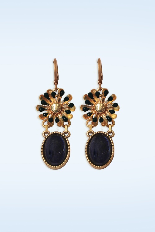 Urban Hippies - Alice Flower oorbellen in marineblauw 2