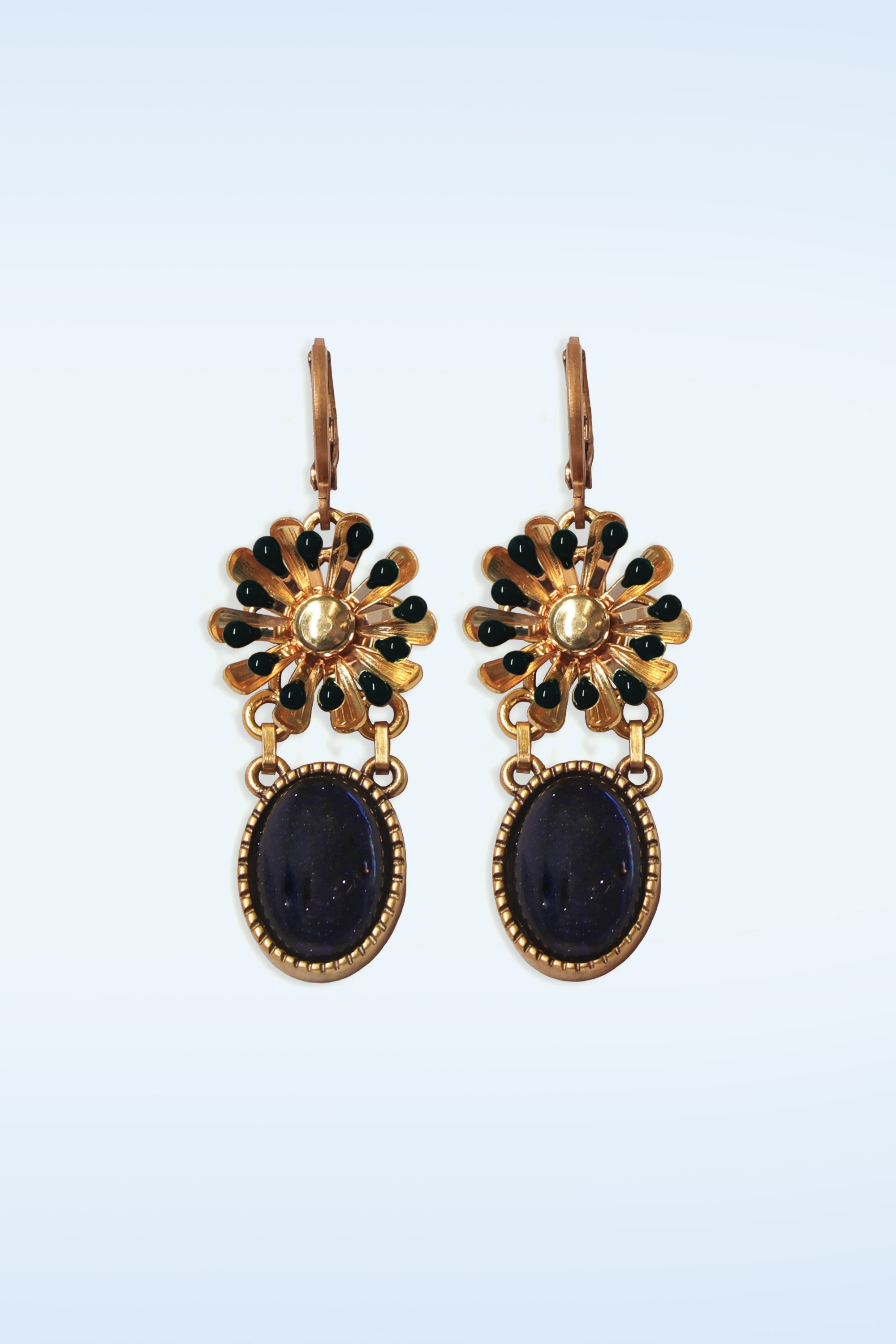 Urban Hippies - Alice Flower oorbellen in marineblauw 2