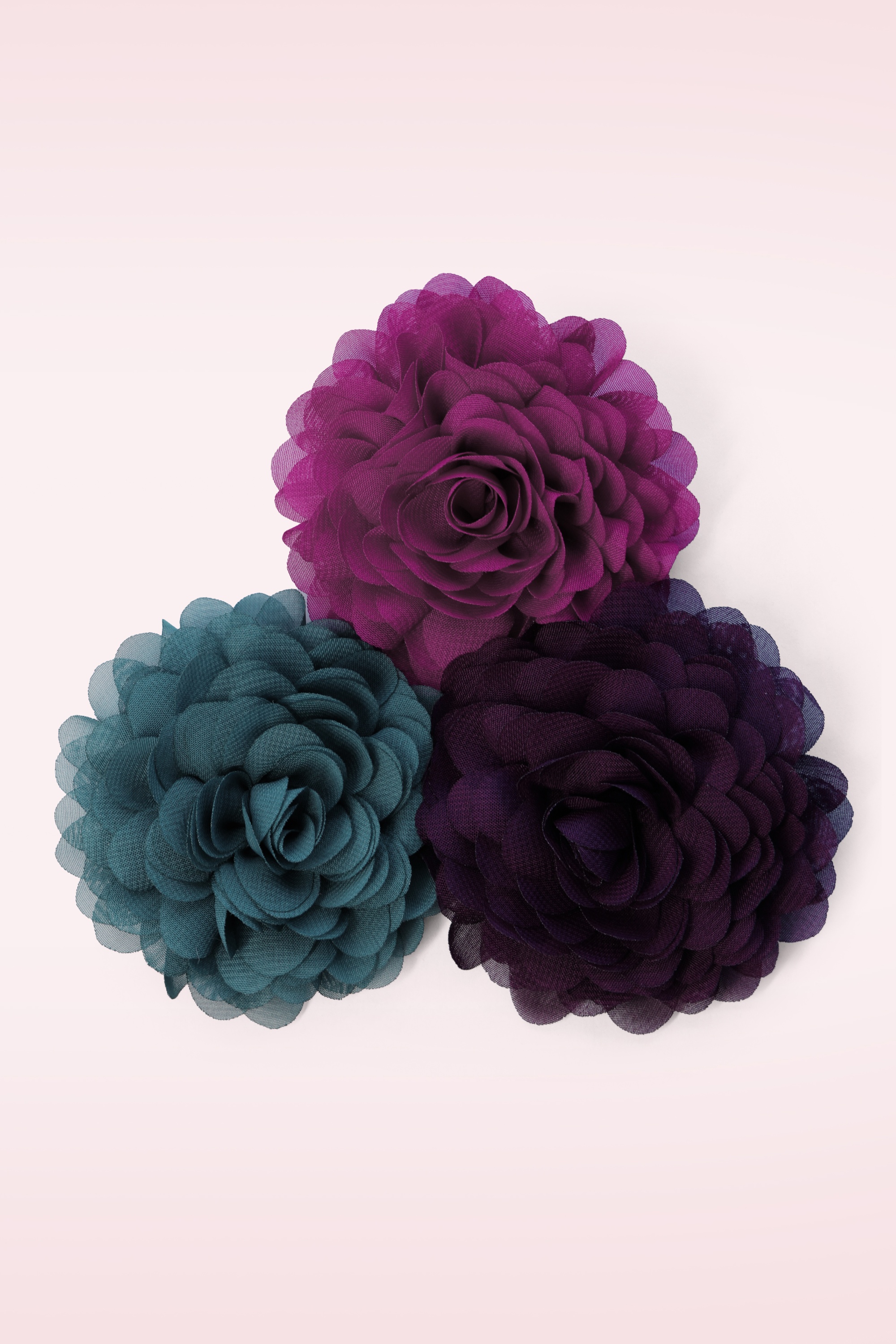 Urban Hippies - Hair Flowers Set in Petrol, Plum and Violet Pink 2