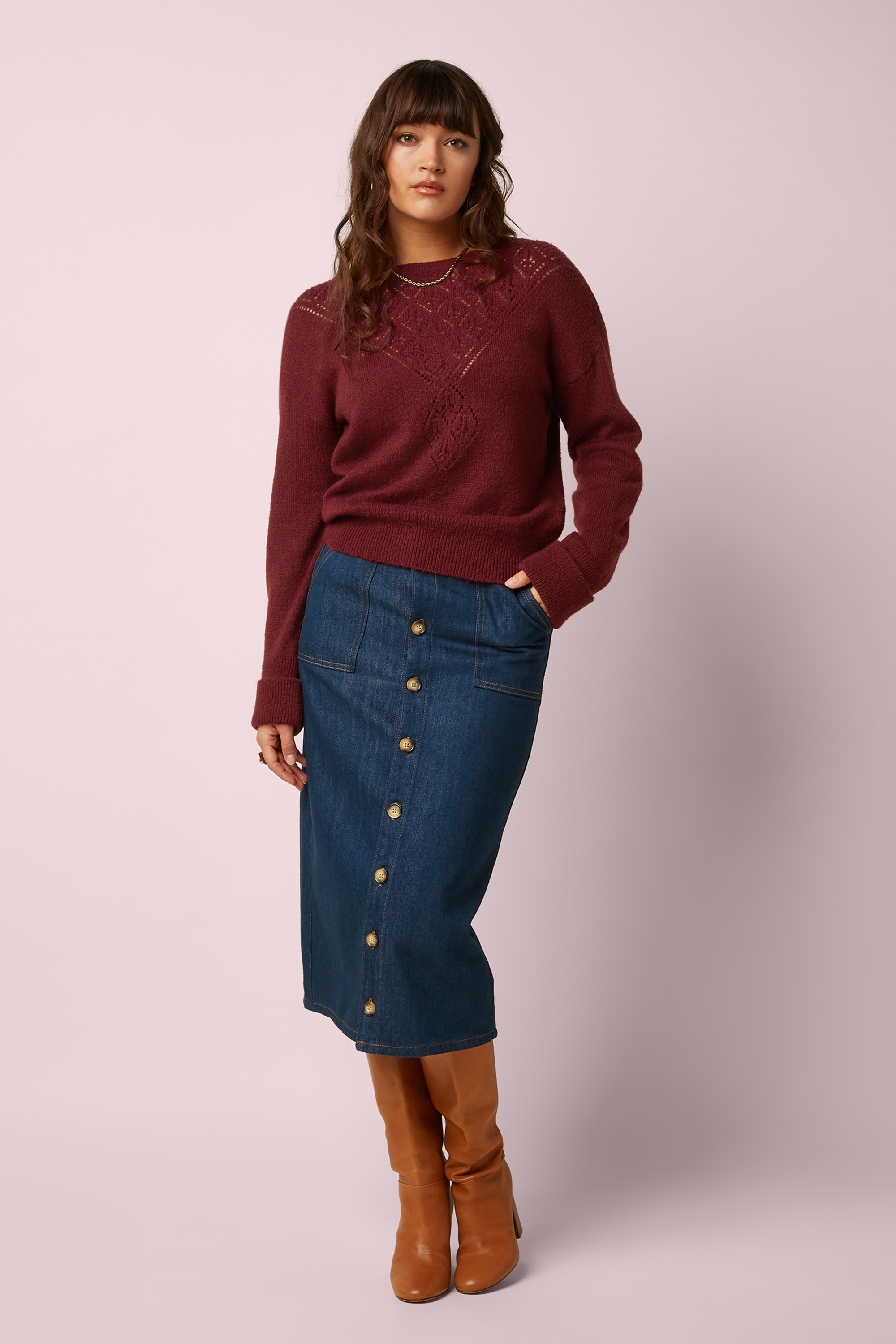 King Louie - Mauve Farfalle top in hennarood 5