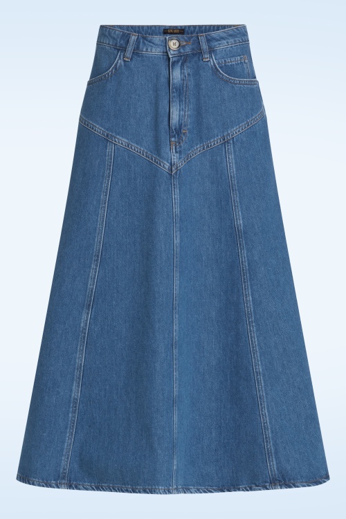 King Louie - Dolly Stone Denim rok in blauwe tint