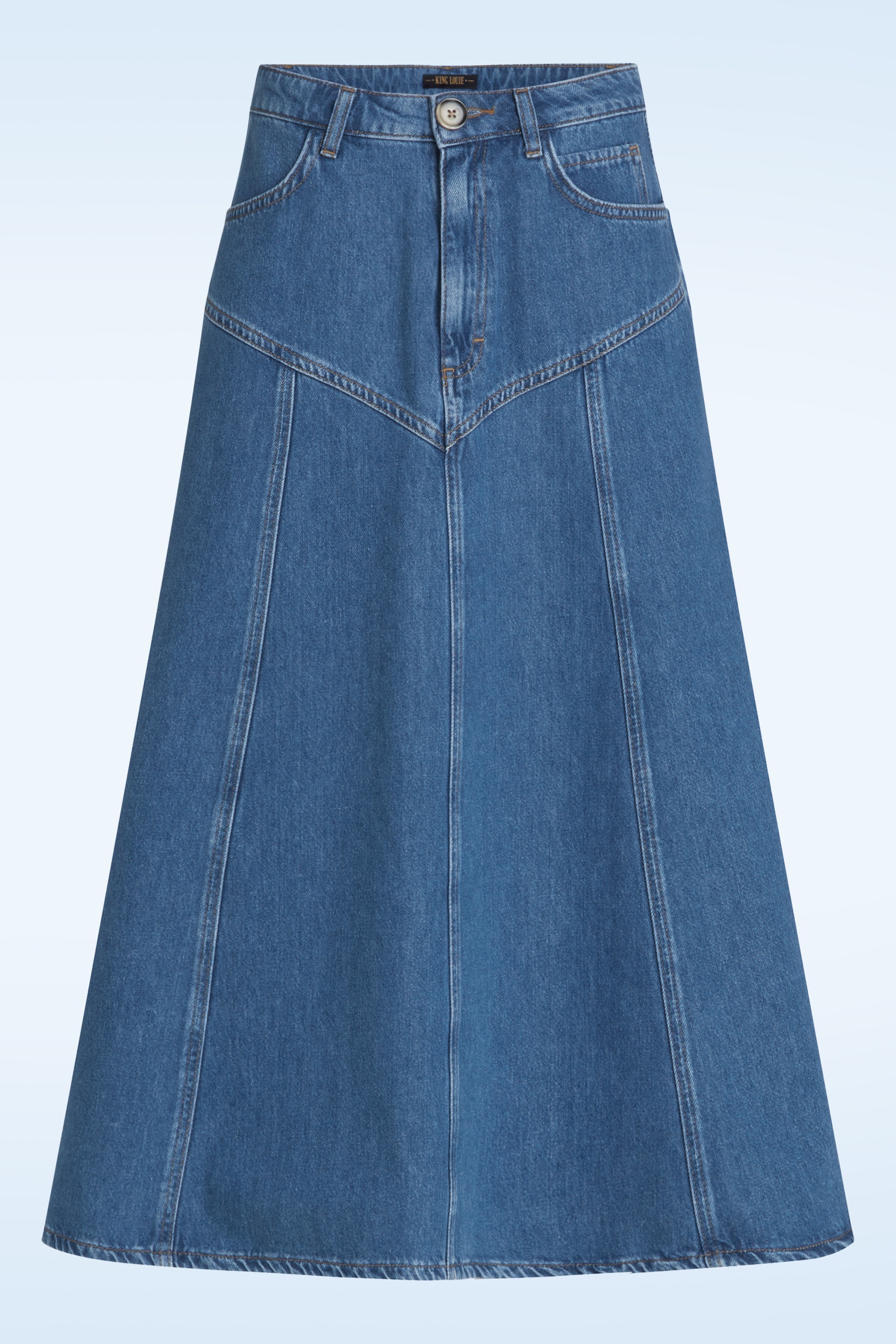 King Louie - Dolly Stone Denim rok in blauwe tint