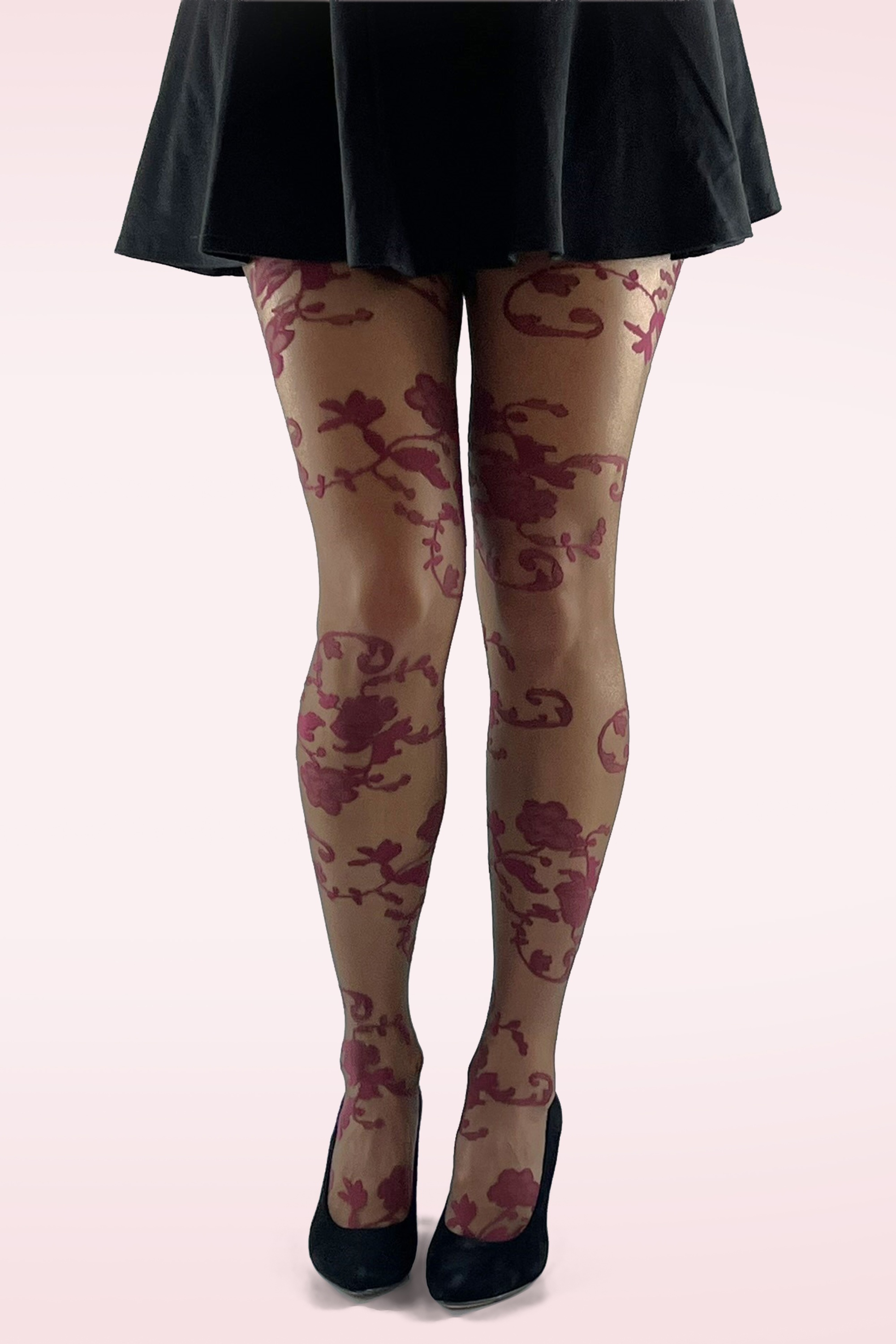 Gipsy - Two Tone Flower Tights in Brown and Burgundy