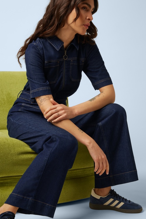 King Louie - Mira Onyx Denim Jumpsuit in Deep Blue 2