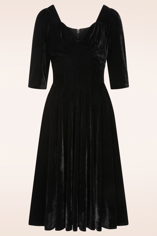 Vintage Diva  - Topvintage exclusive ~ Gene Velours Swing Dress in Black 3