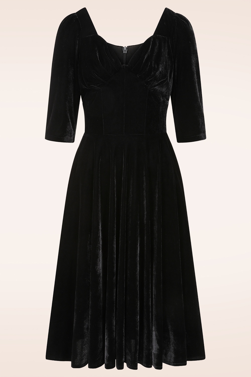 Vintage Diva  - Topvintage exclusive ~ Gene Velours Swing Dress in Black 3