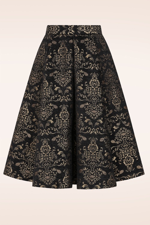 Vintage Diva  - Topvintage exclusive ~ Lucie Swing Skirt in Black and Gold 2