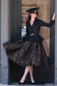 Vintage Diva  - Topvintage exclusive ~ Lucie Swing Skirt in Black and Gold