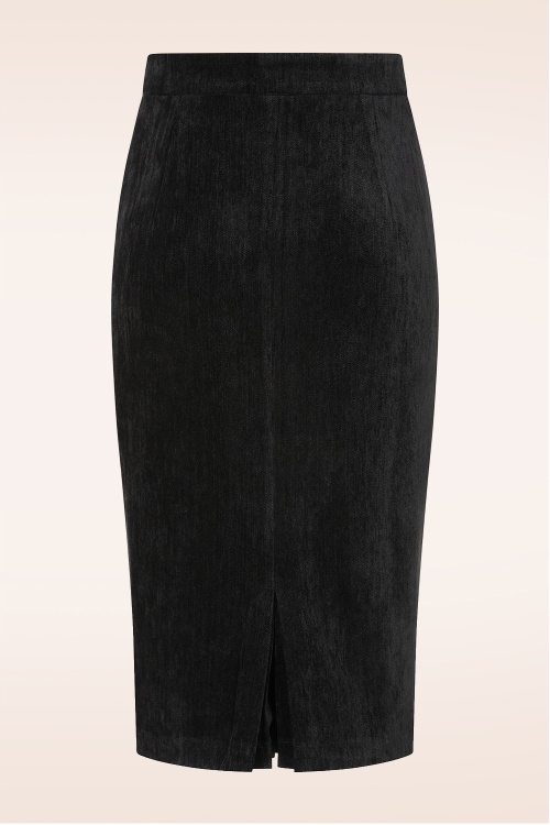 Vintage Diva  - Topvintage exclusive ~ Ingrid Velours Pencil Skirt in Black  4