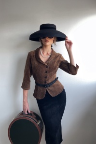 Vintage Diva  - Topvintage exclusive ~ Ingrid Velours Pencil Skirt in Black 
