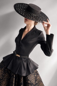 Vintage Diva  - Topvintage exclusive ~ Lucie Taffeta Blazer in Black