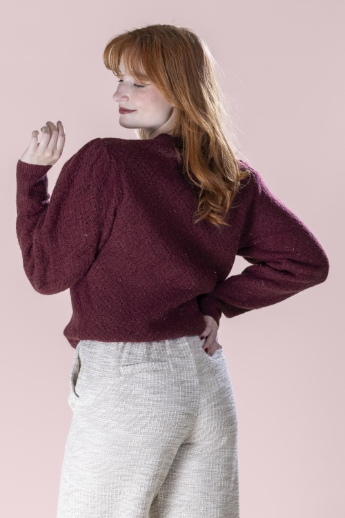 Smashed Lemon - Sophie Shimmer Strickpullover in Weinrot 3