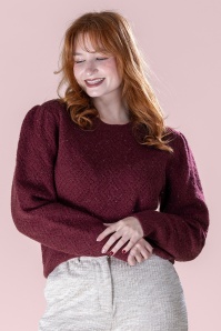 Smashed Lemon - Sophie Shimmer Strickpullover in Weinrot