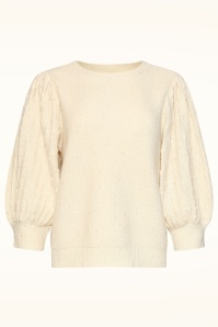 Smashed Lemon - Sandy Sparkle Knitted Sweater in Off-White 2