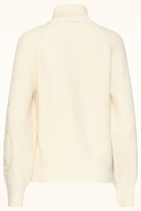 Smashed Lemon - Graphic Pattern Knitted Sweater in Off-White 4