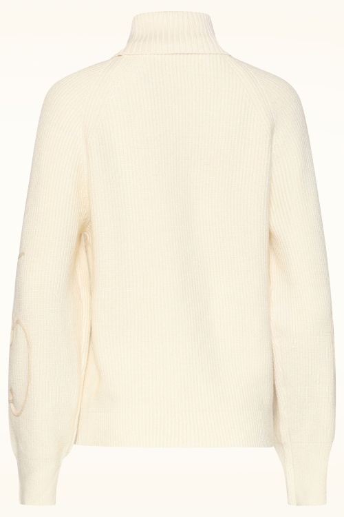 Smashed Lemon - Graphic Pattern Knitted Sweater in Off-White 4