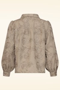 Smashed Lemon - Soft Blossom Beaded Blouse in Taupe 4