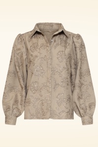 Smashed Lemon - Soft Blossom Beaded Blouse in Taupe 2