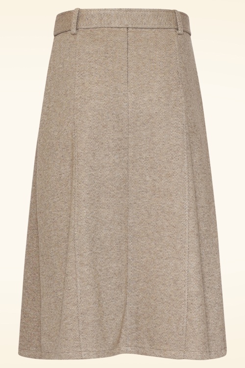 Smashed Lemon - Halina A-Linien-Rock mit Fischgrätmuster in Taupe 3