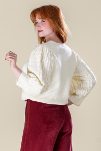 Smashed Lemon - Sandy Sparkle Strickpullover in Wollweiß 3